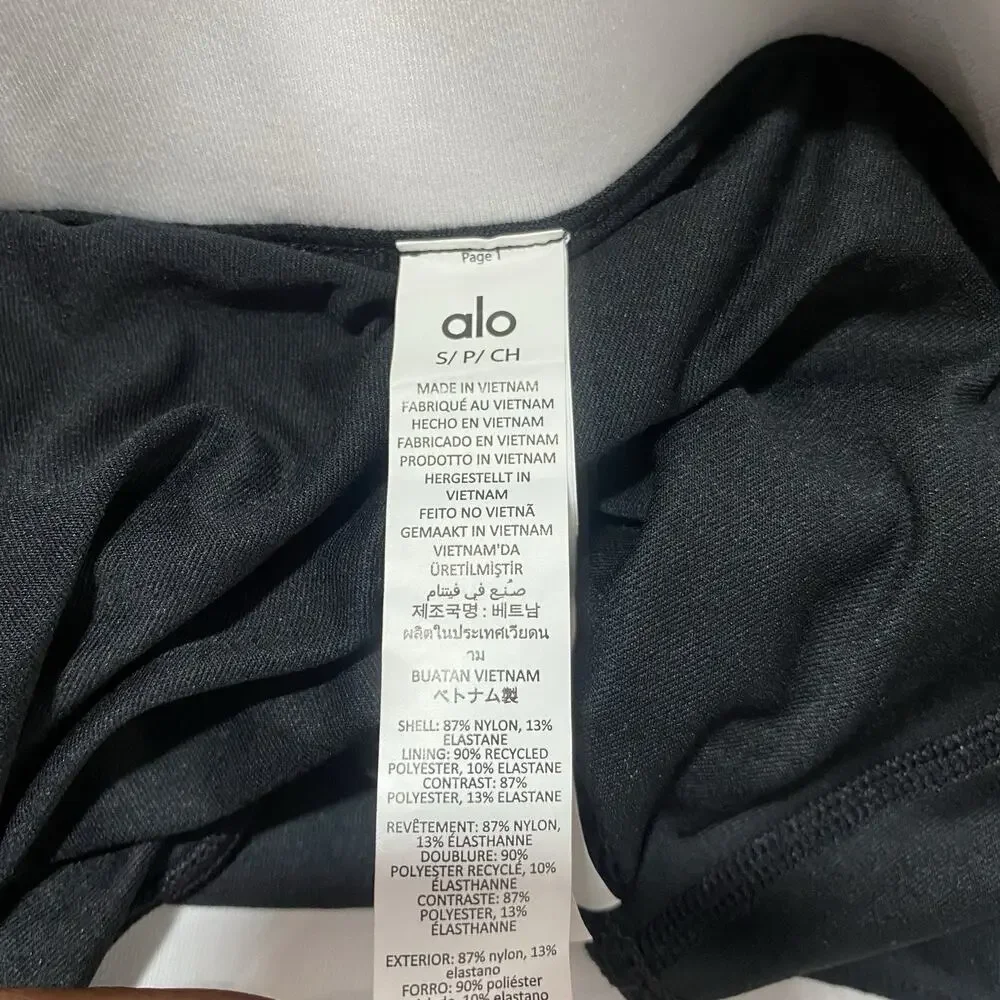 ALO Yoga Airbrush Streamlined Skirt Small Black White Side Piping Athletic
